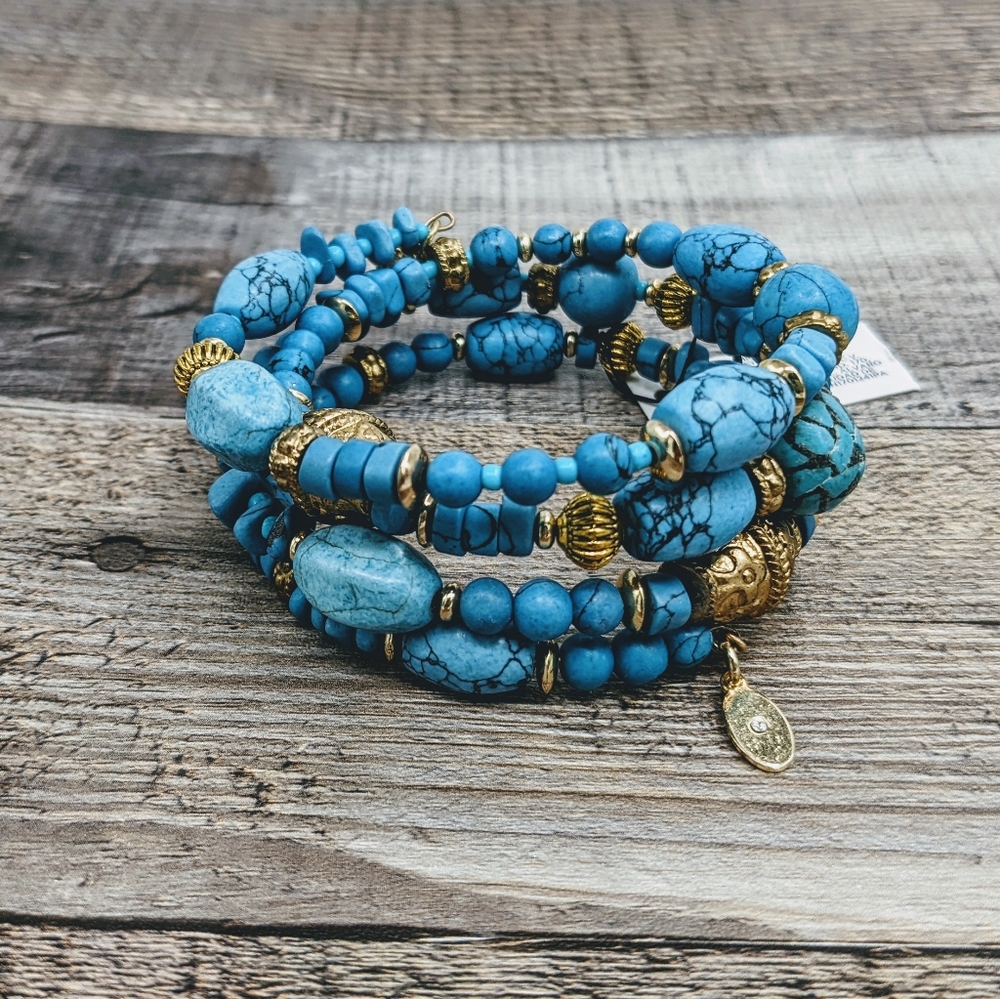 Chico's Turrquoise Mosaic Coil Bracelet